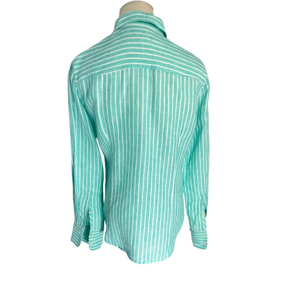 Baird McNutt For J. Crew Women's Size 6 Irish Linen Button Up Top Blue Stripe - Picture 3 of 13